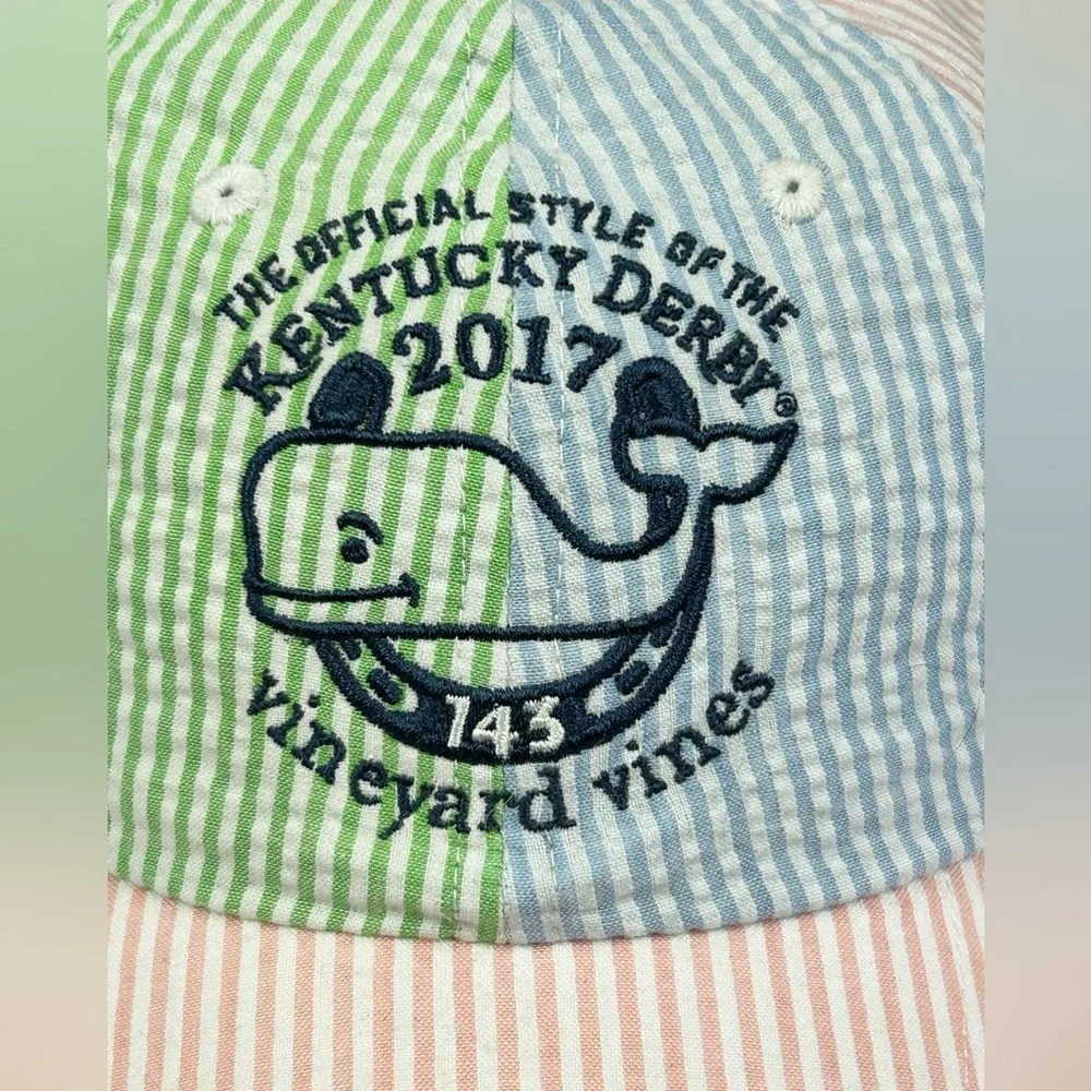 Vineyard Vines 2017 Kentucky Derby 143 seersucker adult baseball cap NWT